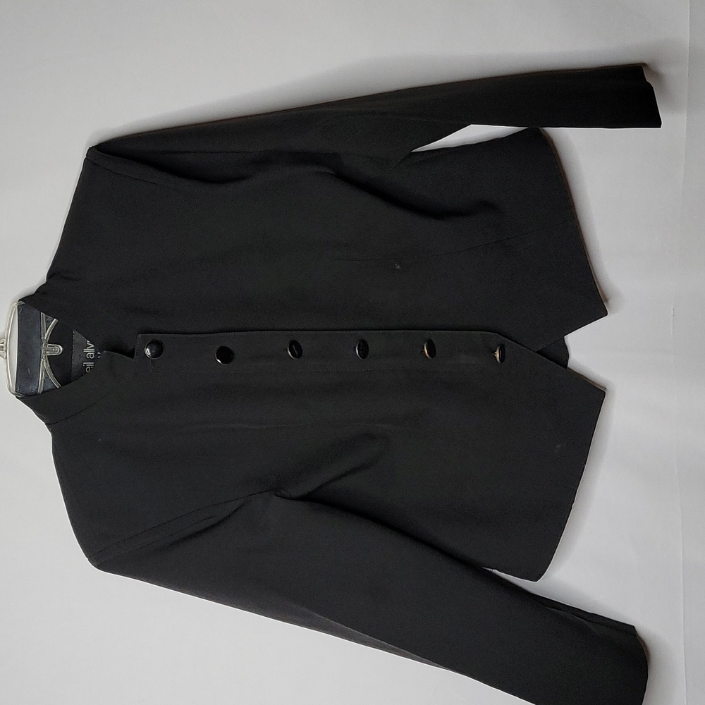 Neil Allyn black military zip up button accent blazer jacket sz Small